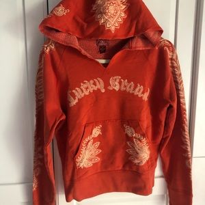 SOLD**SOLD**LUCKY BRAND ASIAN DESIGN HOODIE SWEATSHIRT*HENNA STYLE SM*MSRP$139
